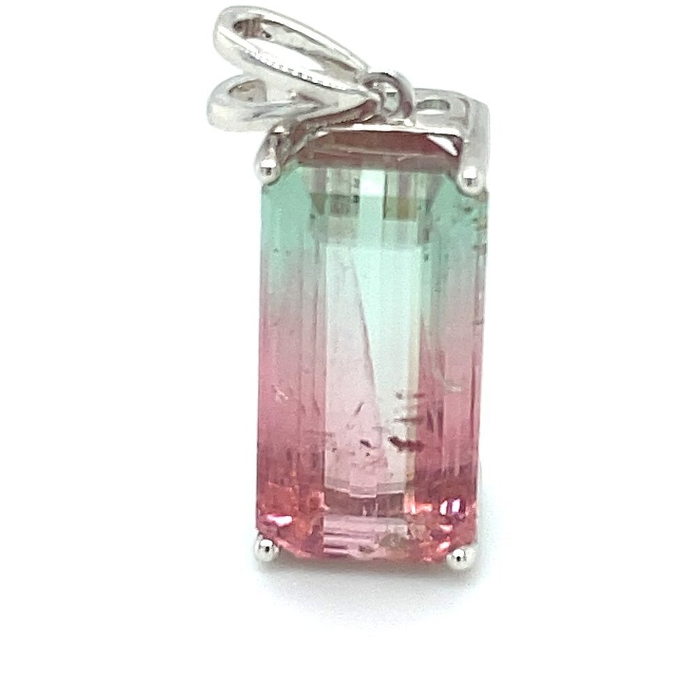 Watermelon Tourmaline 9.38ct Solid 18K Gold Pendan